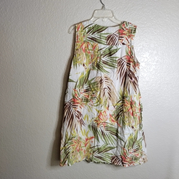 J. Jill Dress Shift Sundress Linen Tropical Palms Pockets Sz S Petite - Picture 8 of 10